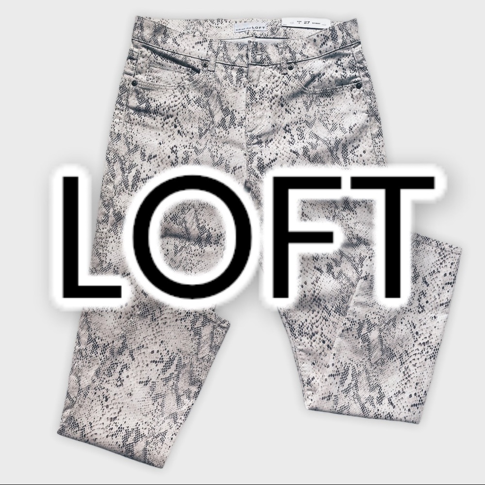 Loft Snake Print Skinny Jeans (Size 4)